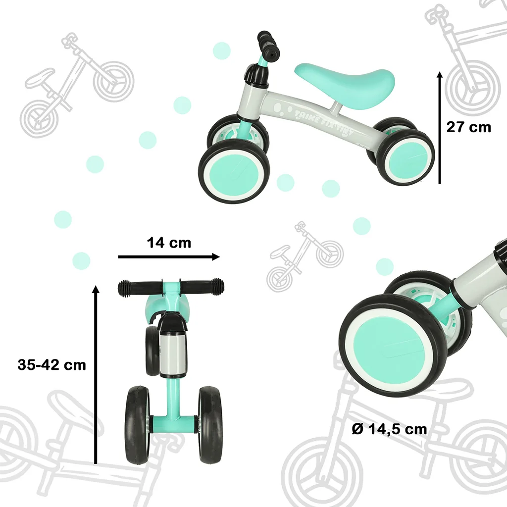Odrážadlo štvorkolieskové TRIKE FIX TINY mätovo-sivé