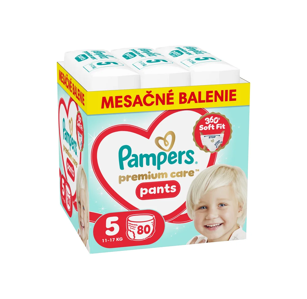 Pampers Premium Care Pants plienkové nohavičky veľkosť 5,11kg-17kg 80 ks