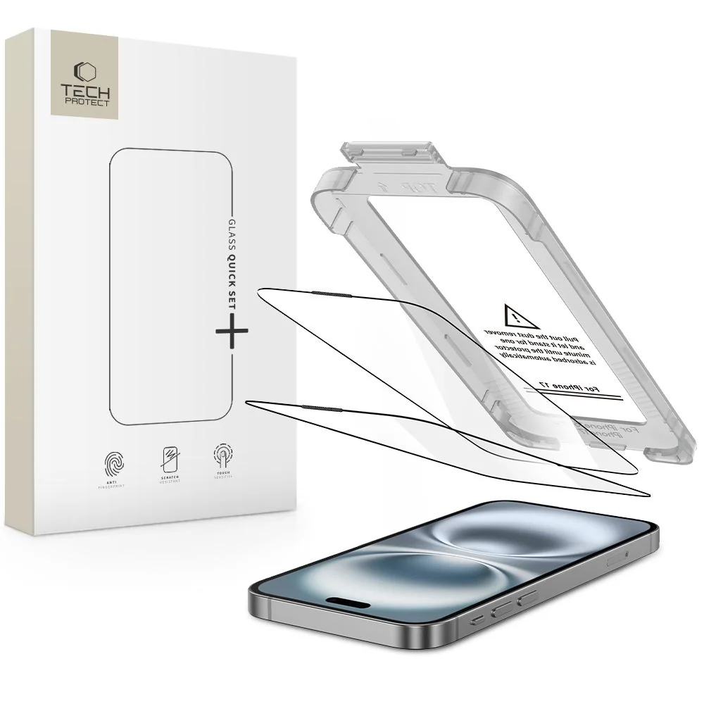 Tech-Protect Quick Set 2x ochranné sklo na iPhone 17, čierne 