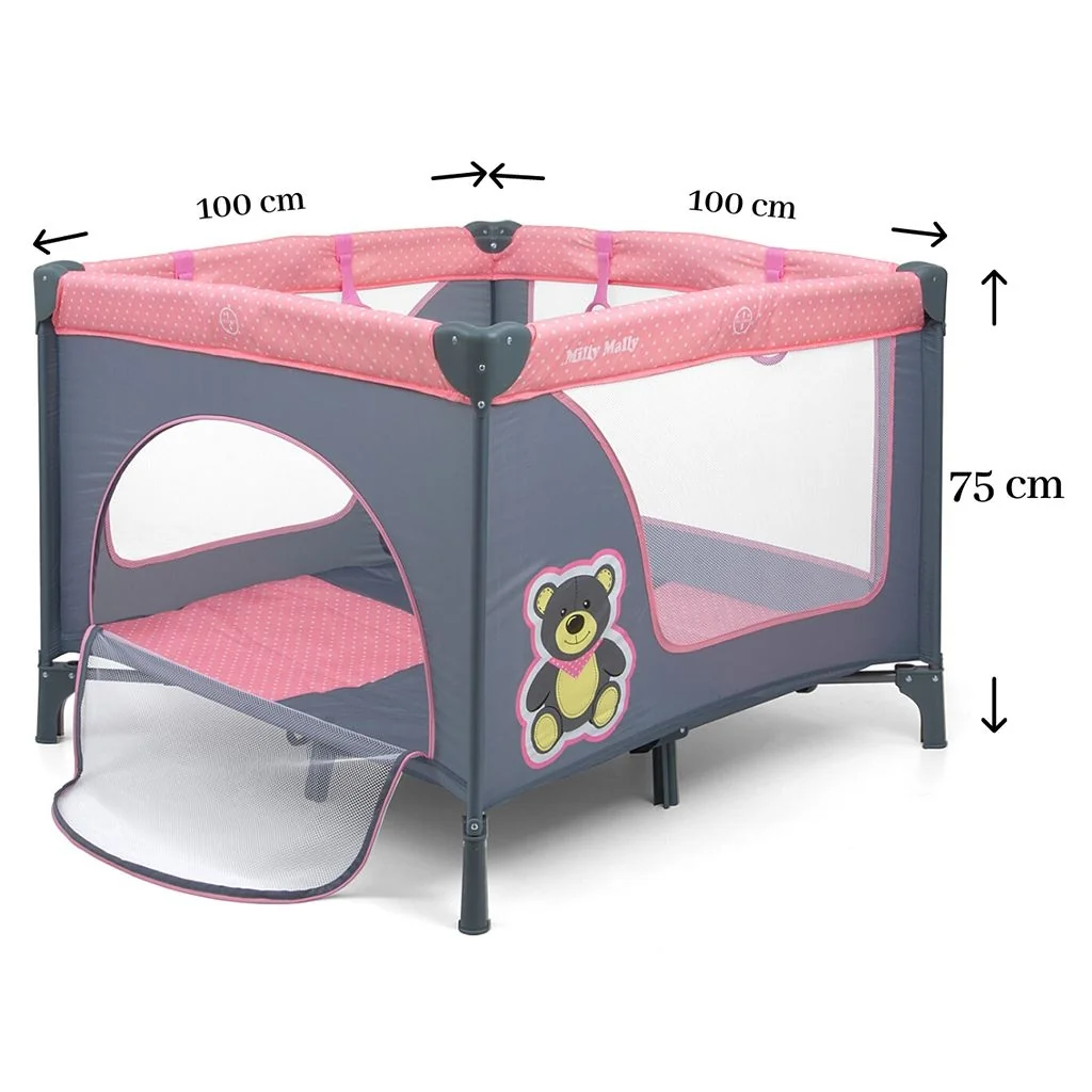 Detská skladacia ohrádka Milly Mally Fun Pink Bear , 20C45060