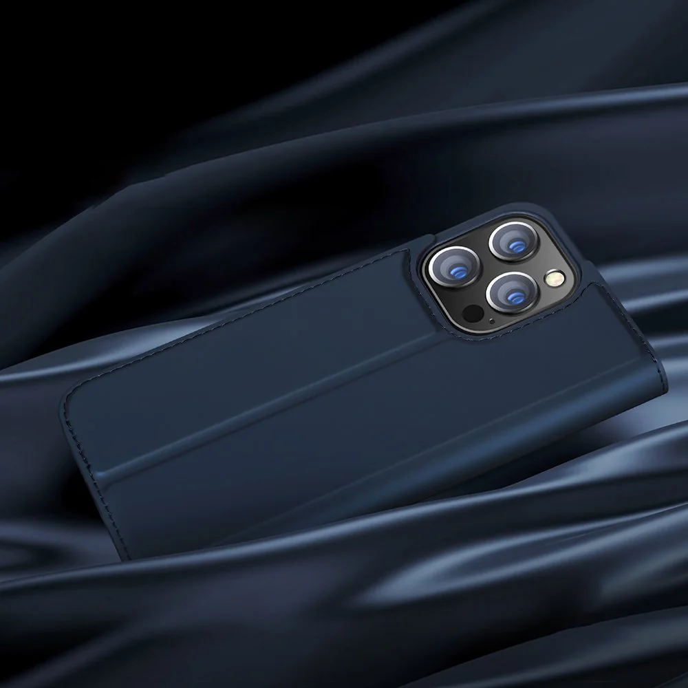 DUX DUCIS Skin Pro knižkové kožené puzdro na iPhone 13 Pro Max, čierne