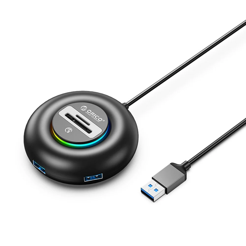 Orico YXR5-U3 HUB adaptér USB - 3x USB 3.0 / čítačka SD kariet 1.8m, čierny