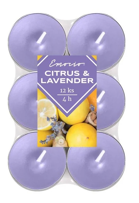 Emocio Čajové ~4 hod. 12 ks Citrus & Lavender vonné sviečky 1×12 ks, vonné sviečky