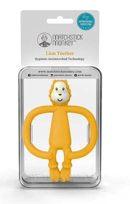 Hryzátko a zubná kefka - MATCHSTICK MONKEY LEV - Ludo Lion Teether 1×1 ks, hryzátko a zubná kefka