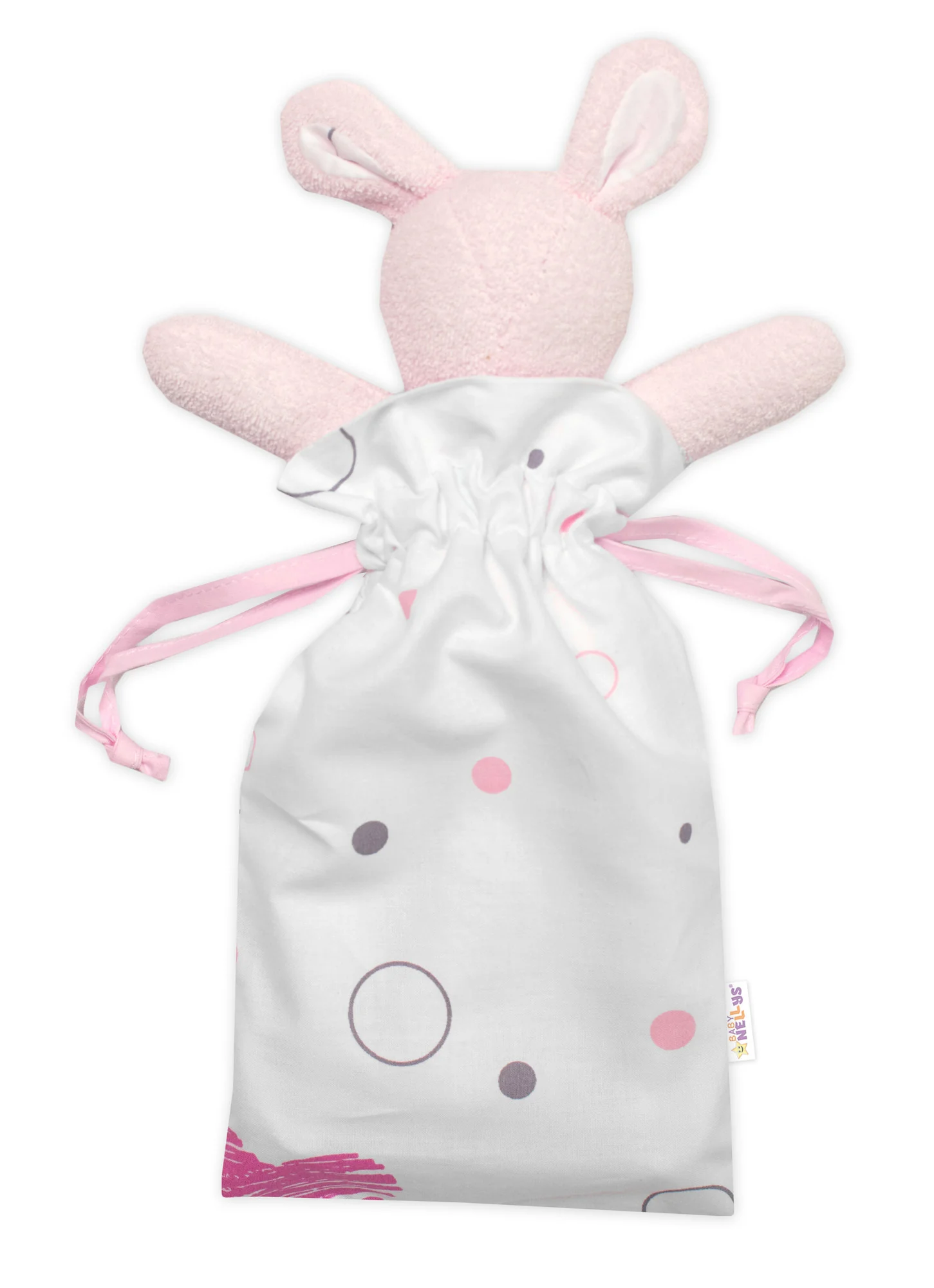 Mazlík, prítulníček Zajačik, froté + bavlna, I love Girl Baby Nellys, ružová