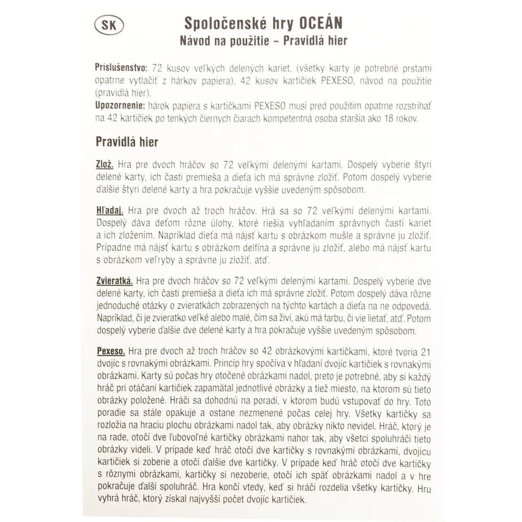 Detská hra OCEÁN  4 logické hry. , 9H0462
