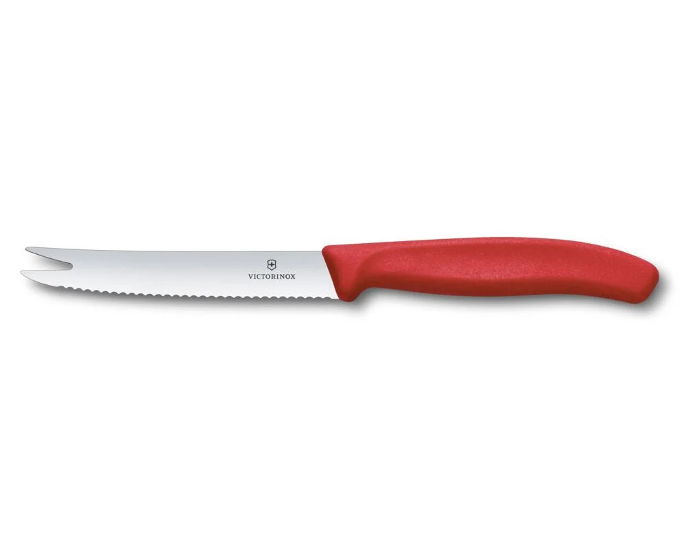 Nôž na syry a údeniny, Swiss Classic, 11 cm, vidličková špička, červený