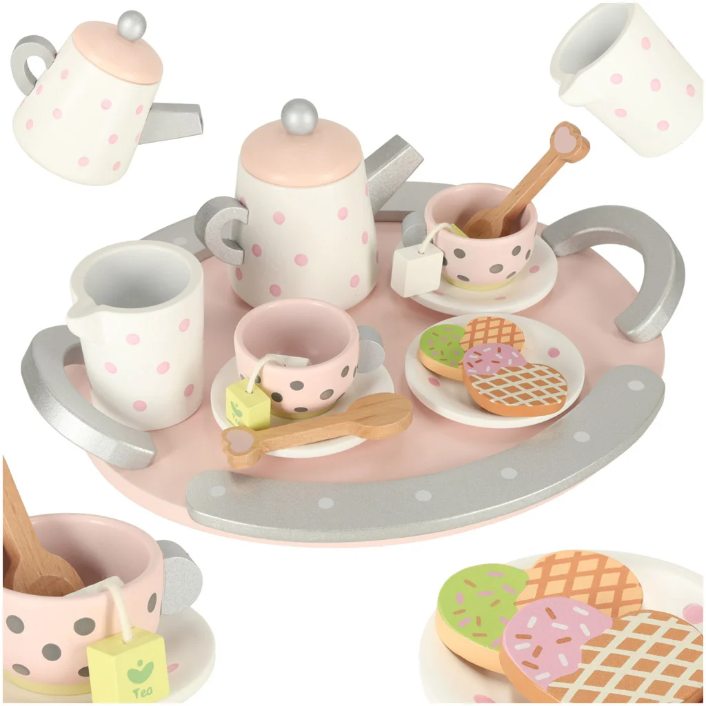 MG Tea Time detský drevený čajový servis, ružový 