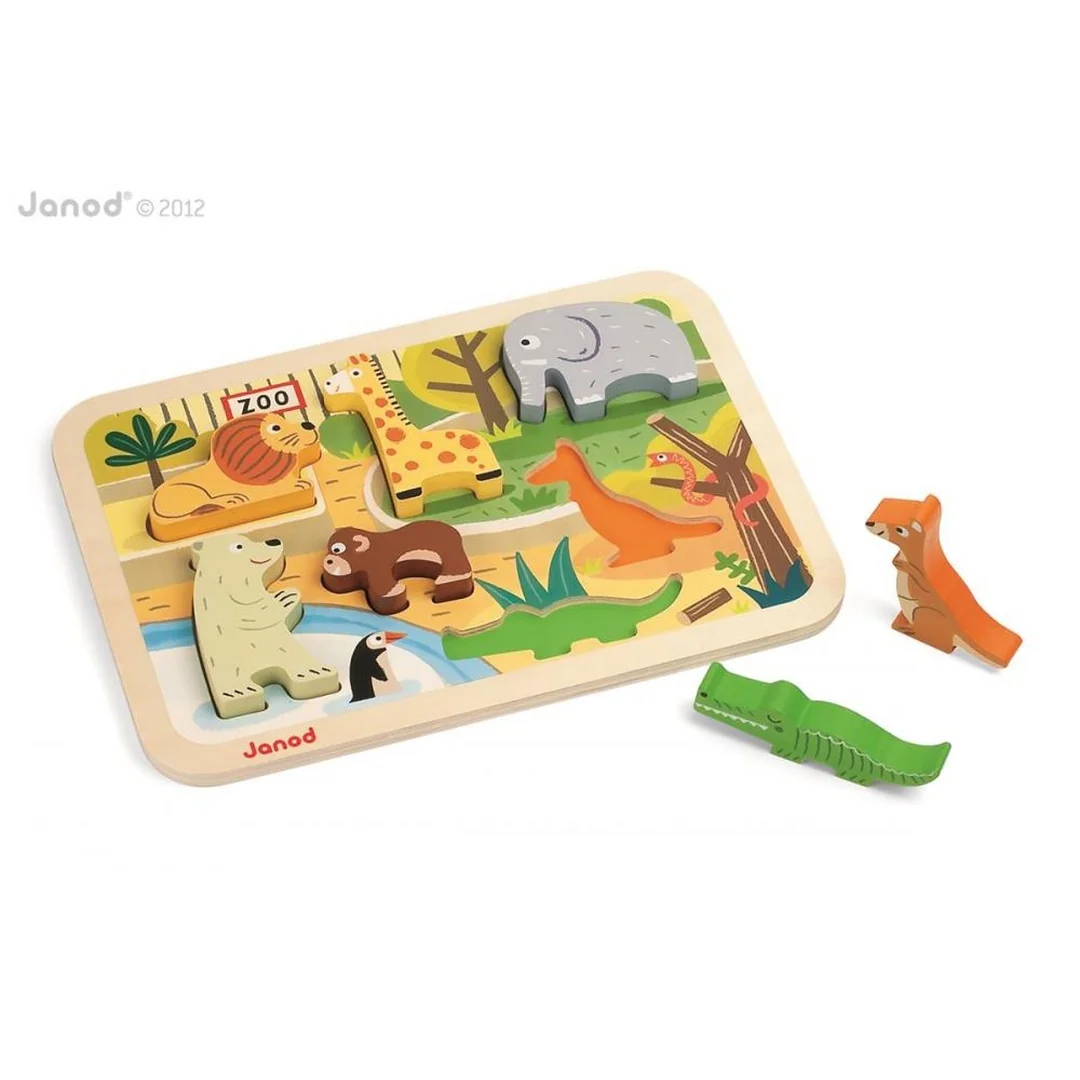Janod Drevené vkladacie puzzle pre najmenších ZOO Chunky