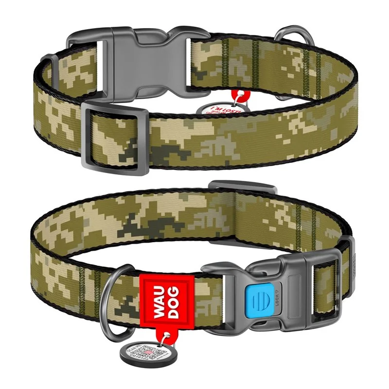 Nylonový obojok s QR kódom MILITARY, Varianta: S
