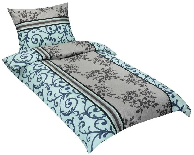 Obliečky krep 80/571 tyrkysový ornament 140x200, 70x90 1×1 ks, obliečky