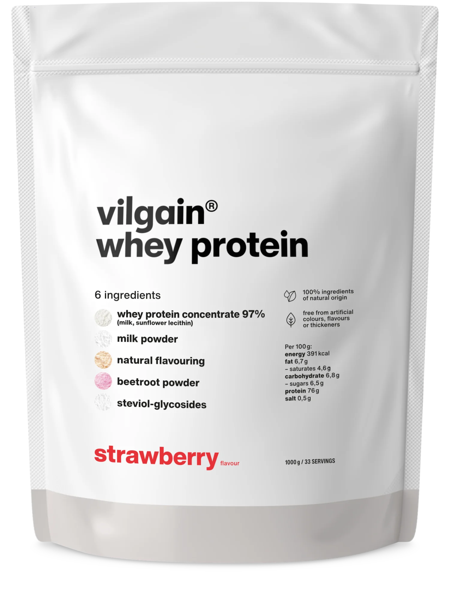 Vilgain Whey Protein Jahoda 1000 g