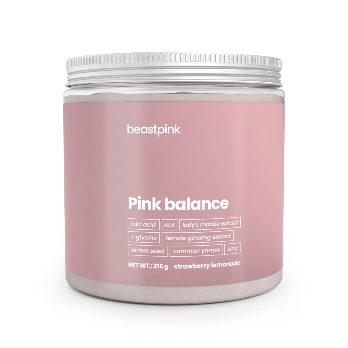 Gymbeam pink balance beastpink jahodova lim 216 g 1×216 g, jahodová limonáda