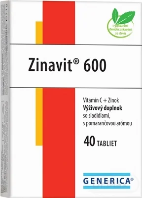 GENERICA Zinavit 600 s pomarančovou arómou 1×40 tbl, (vitamín C + Zinok)