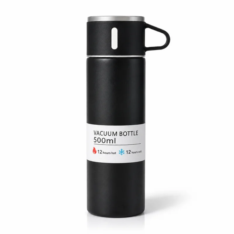 Livefy termoska s pohárom Vello 500ml, čierna