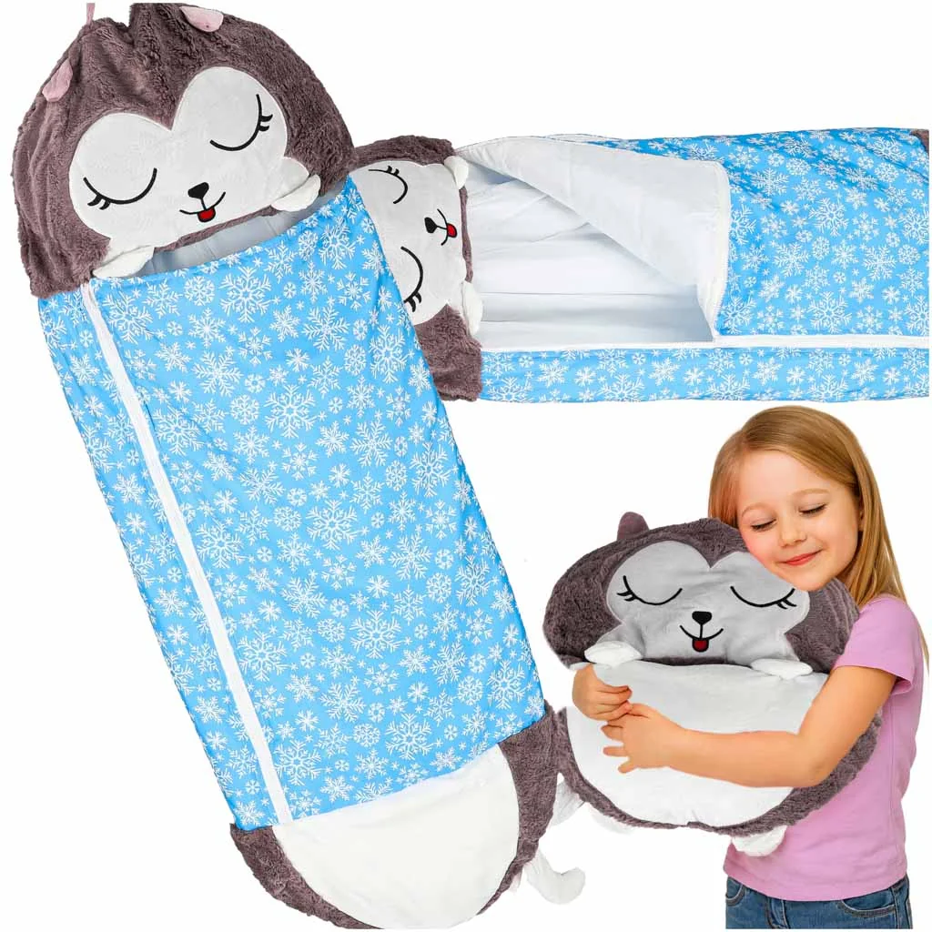 Detský turistický spacák 2v1 125×50 cm – modrý