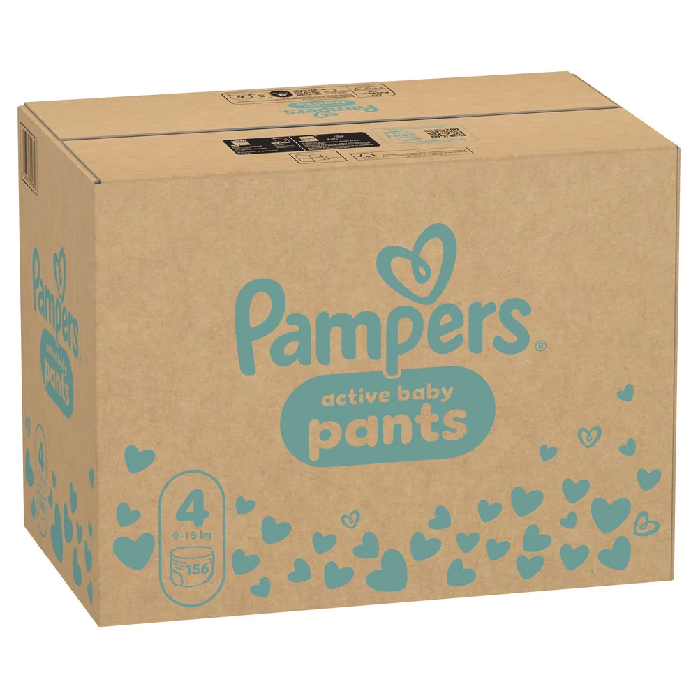 Pampers Active Baby plienkové nohavičky, veľkosť 4, 9kg-15kg 156 ks