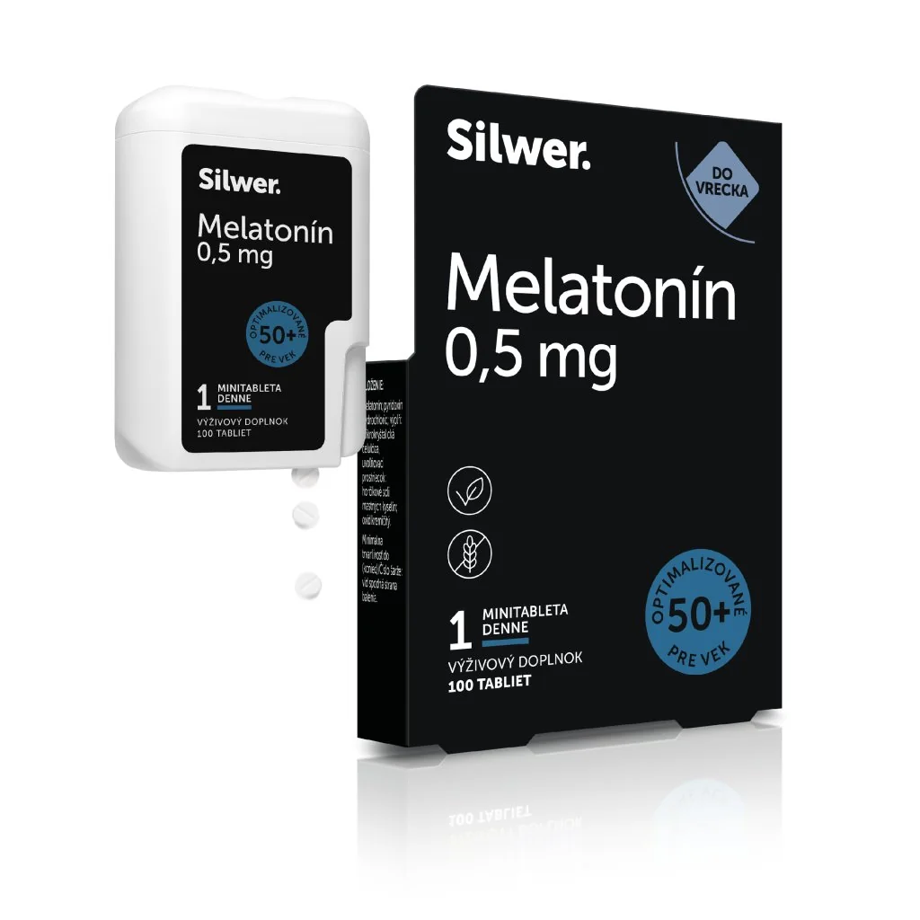Silwer Melatonín 0,5 mg, minitablety v dvojbalení 100 + 100 minitabliet. Spánok, zaspávanie, regenerácia.