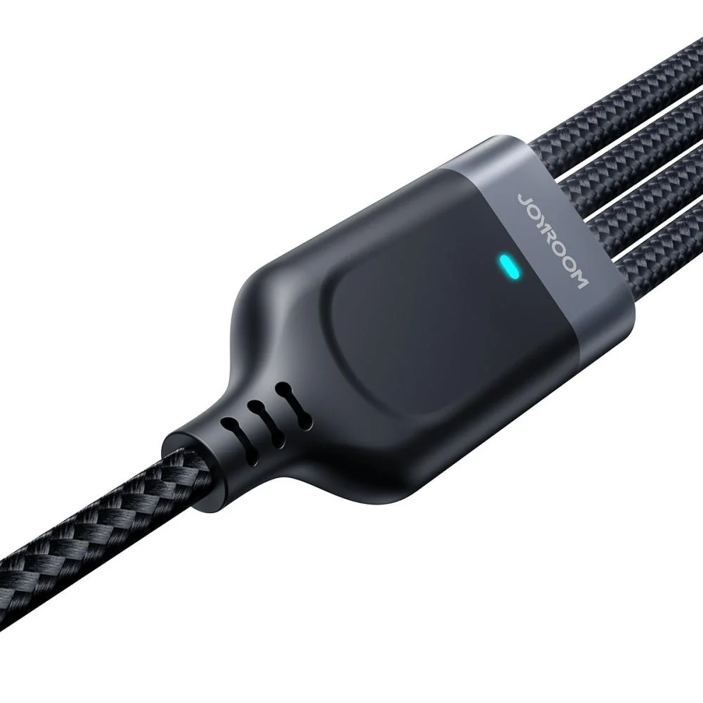 USB kábel 4v1 USB-A - 2 x USB-C / Lightning / Micro 1.2m, 3.5A, hliník, nylon