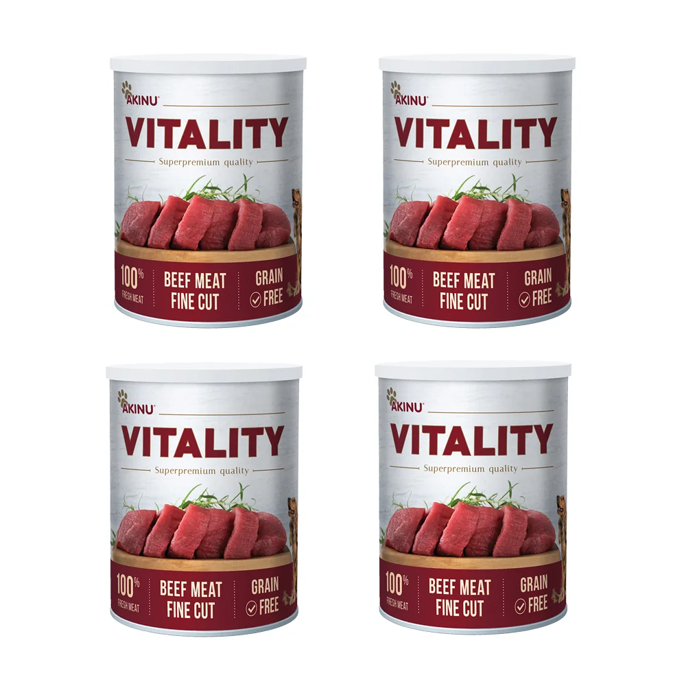 Akinu VITALITY Hovädzie mäso jemne nakrájané na plátky konzerva pre psov 4 x 400 g