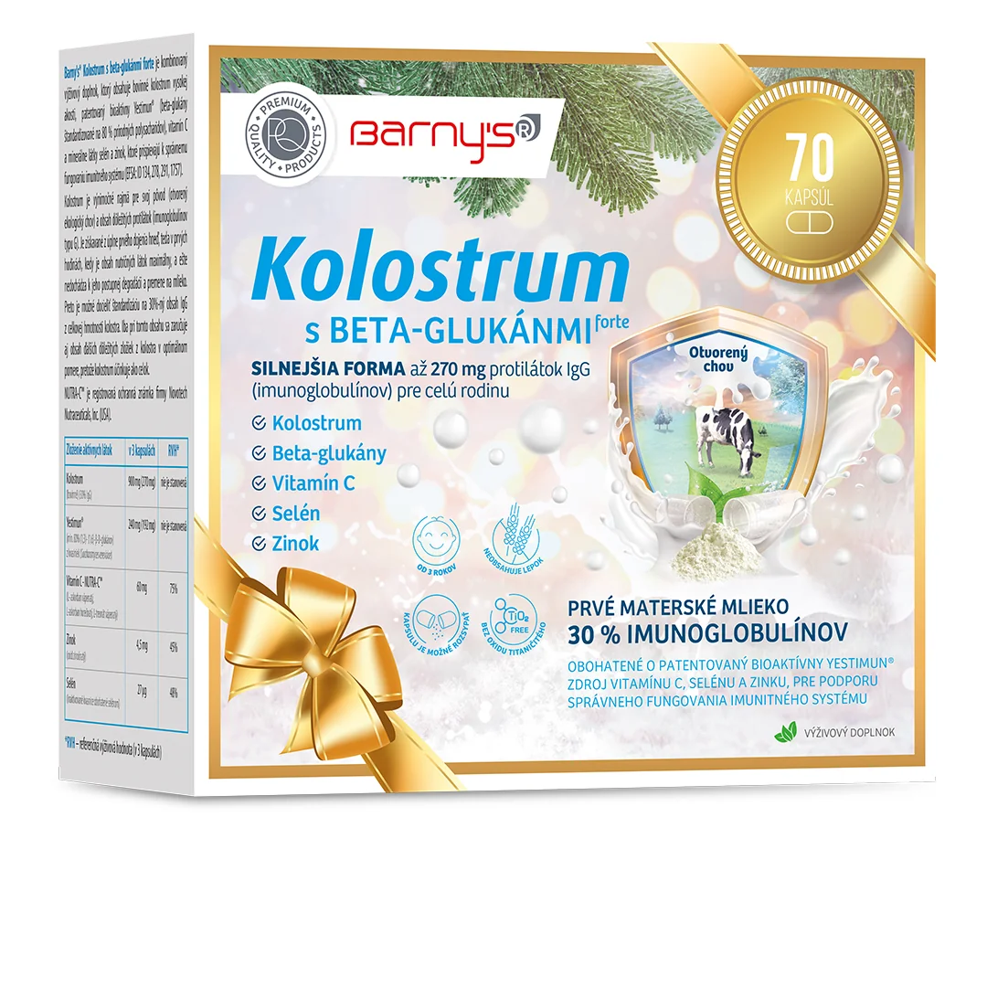 Barny's Kolostrum s beta-glukánmi forte, Zvýhodnené balenie 70 cps