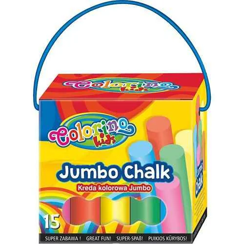 LOCAL Chodníkové kriedy Jumbo v krabici s uchom, mix farieb 1×15 ks, balenie farebných kried