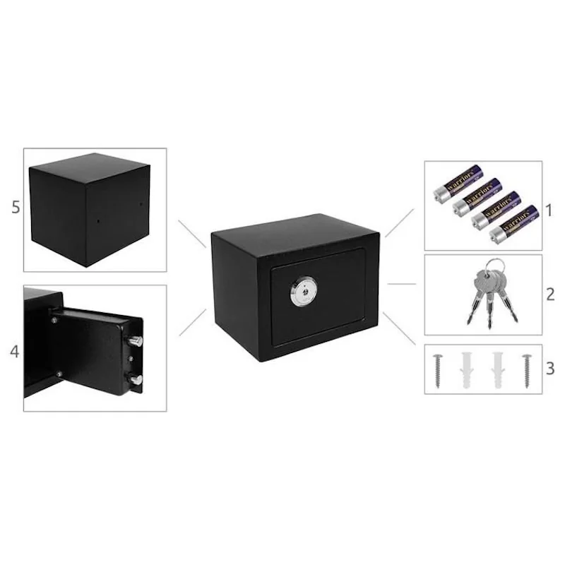 MG S8800 Trezor s mechanickým zámkom 23x17x17cm, čierny 