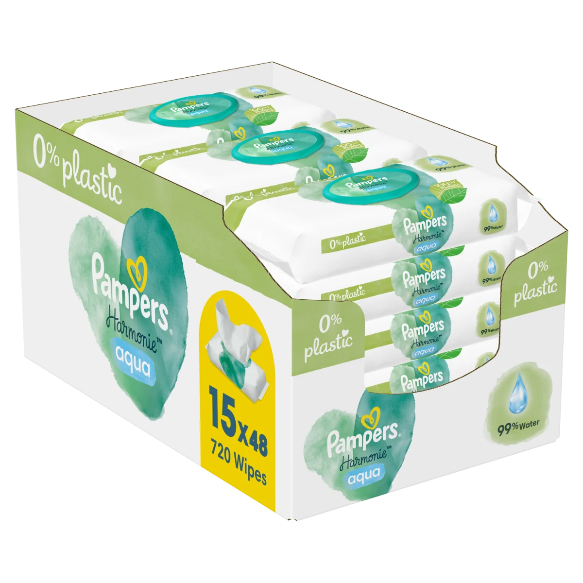 Pampers Wipes Box Harmonie Aqua 15x48ks 15×48 ks, vlhčené obrúsky