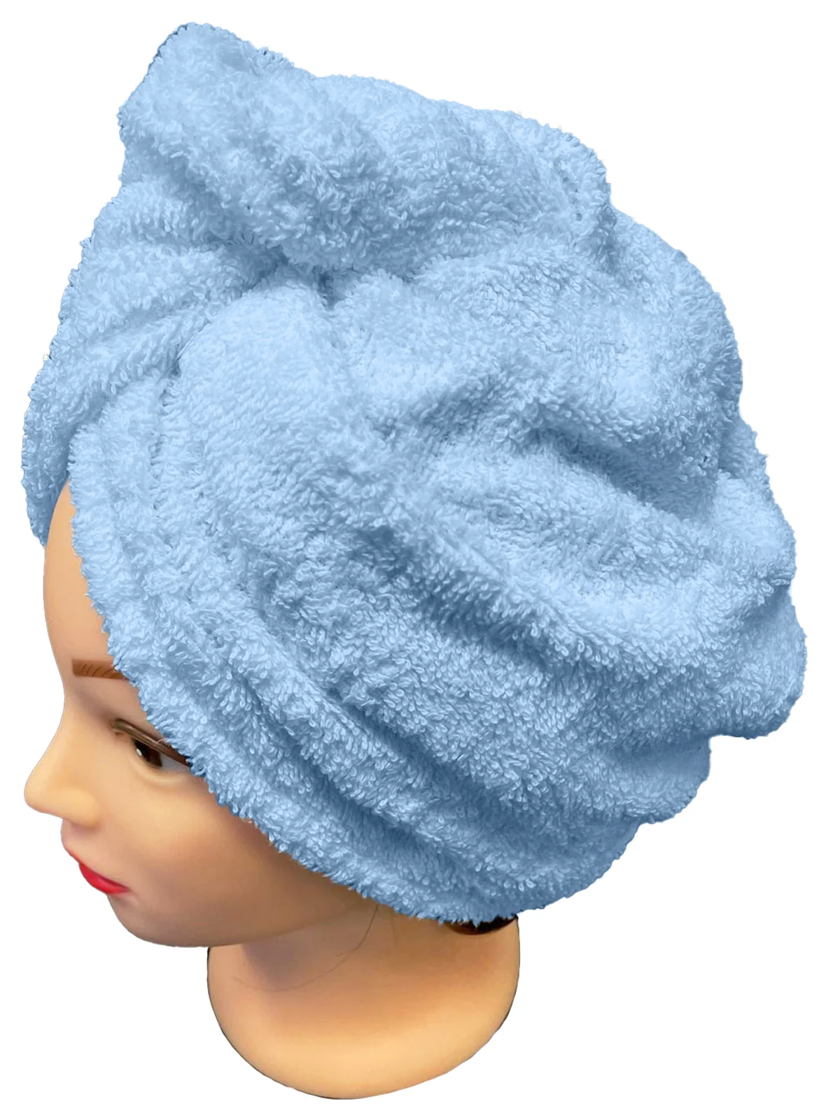 Rýchloschnúci froté turban na vlasy, modrý 