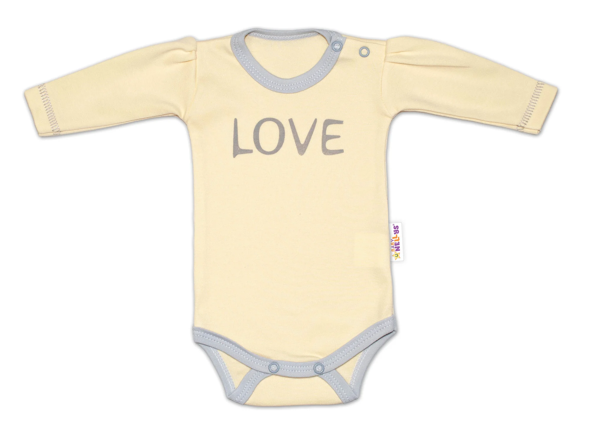 Baby Nellys Body dlhý rukáv Love - žltý