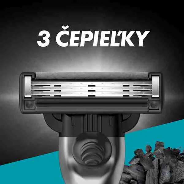 Gillette Mach3 Charcoal Strojček + 2NH 1×1 ks, holiaci strojček s hlavicami