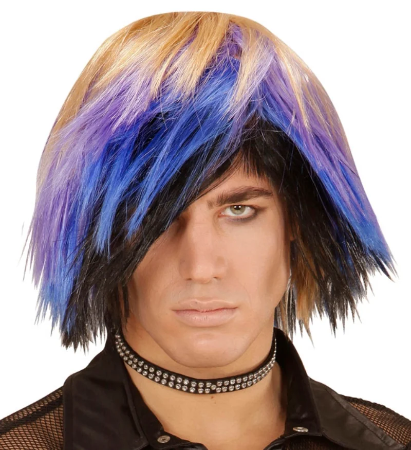 Pánska parochňa Emo fialova-blond krátka