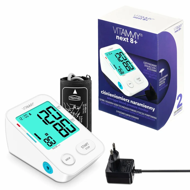 VITAMMY NEXT 8+ ramenný tlakomer s meraním pri nafukovaní a AC adaptérom