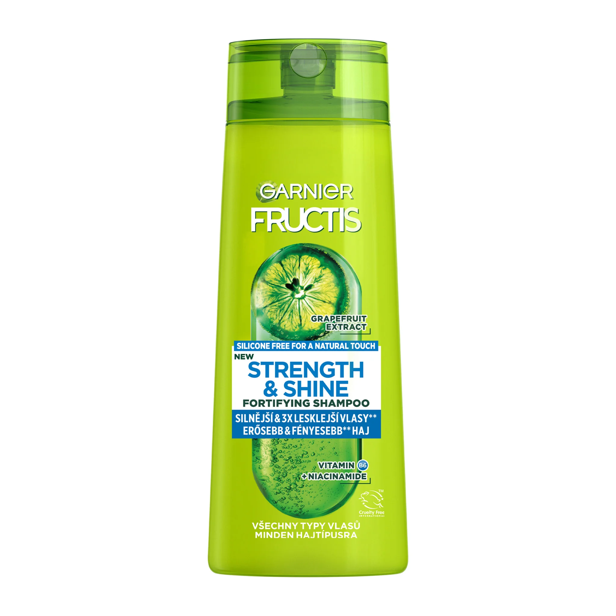 Garnier Fructis Strength & Shine posilňujúci šampón pre všetky typy vlasov bez lesku a sily, 250 ml 1×250 ml, šampón