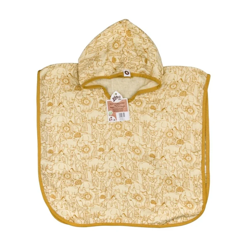 XKKO BMB bambusové pončo s kapucňou Safari Honey Mustard, veľkosť 2