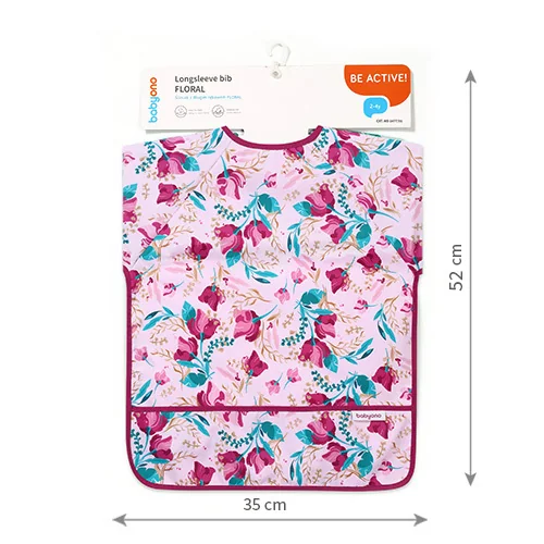BABYONO Podbradník s dlhým rukávom Floral, 35 x 52cm, 2-4r 1×1 ks, podbradník s dlhým rukávom