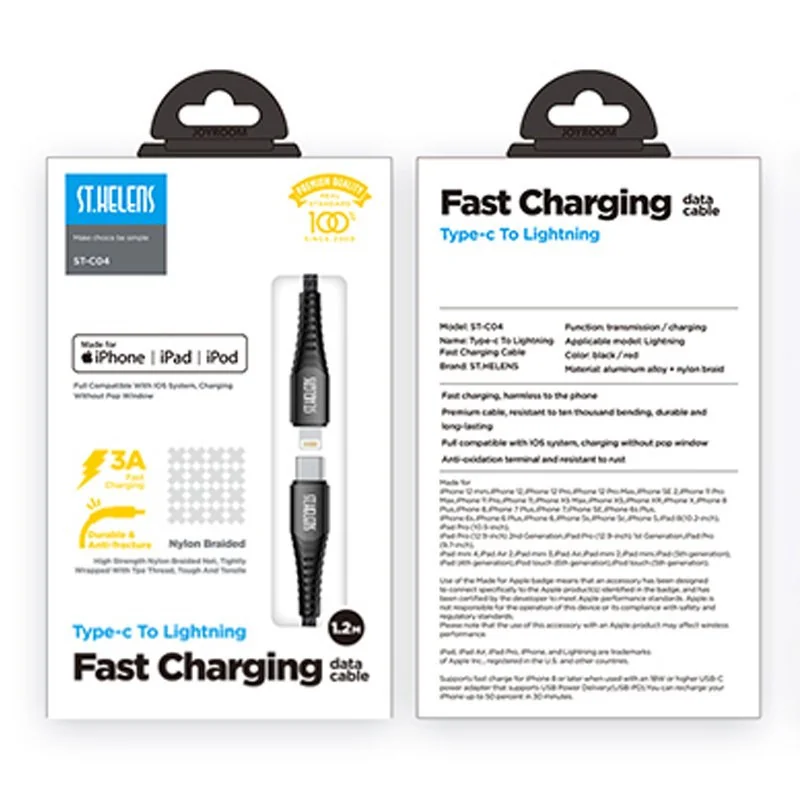 Joyroom Fast Charging kábel USB-C / Lightning 2.1A 1.2m, čierny