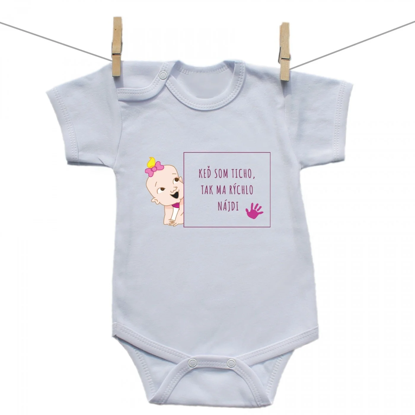 Boodyy Body s krátkym rukávom Keď som ticho tam ma rýchlo nájdi Dievča Veľkosť: 80