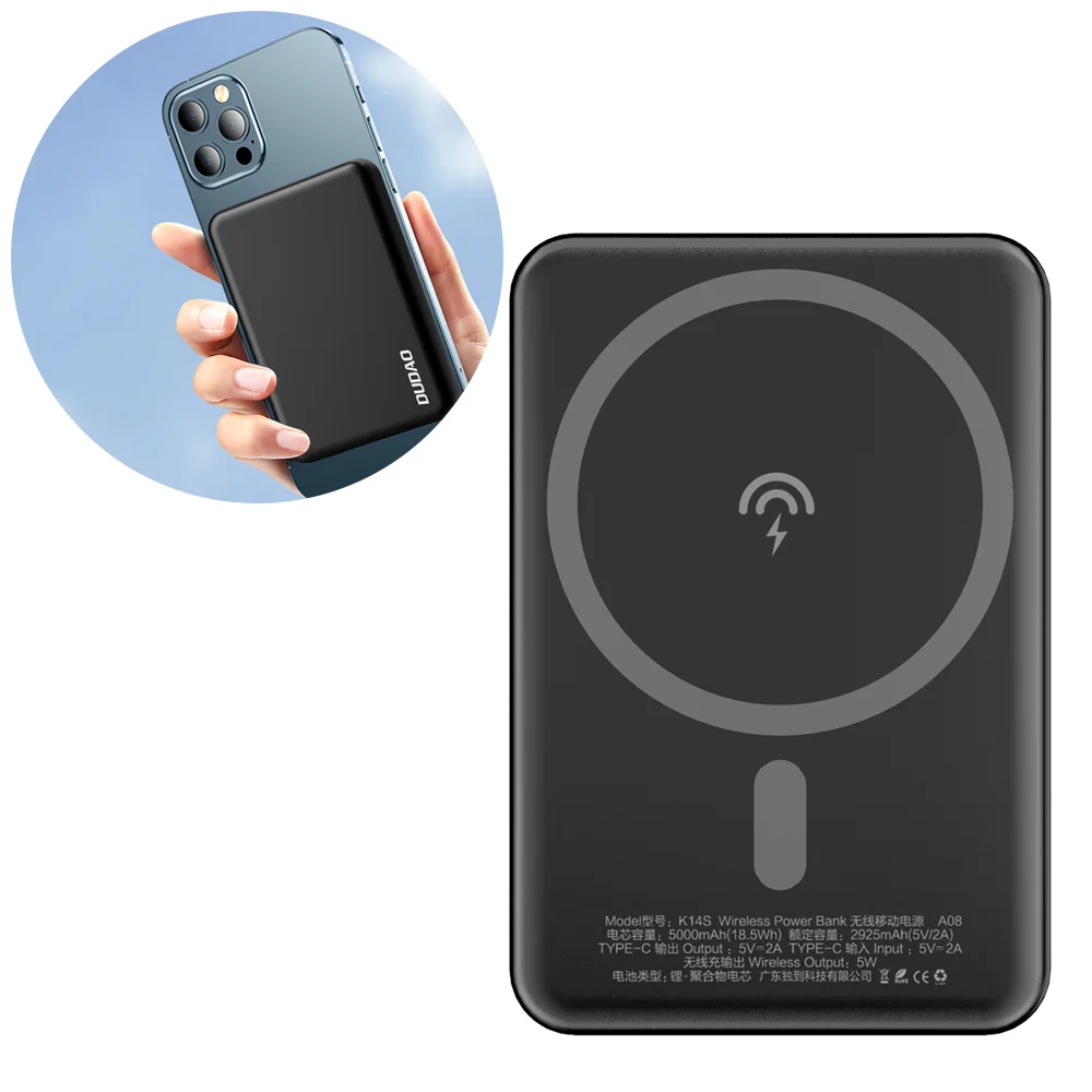 Dudao K14S MagSafe Power Bank 5000mAh 5W, čierny