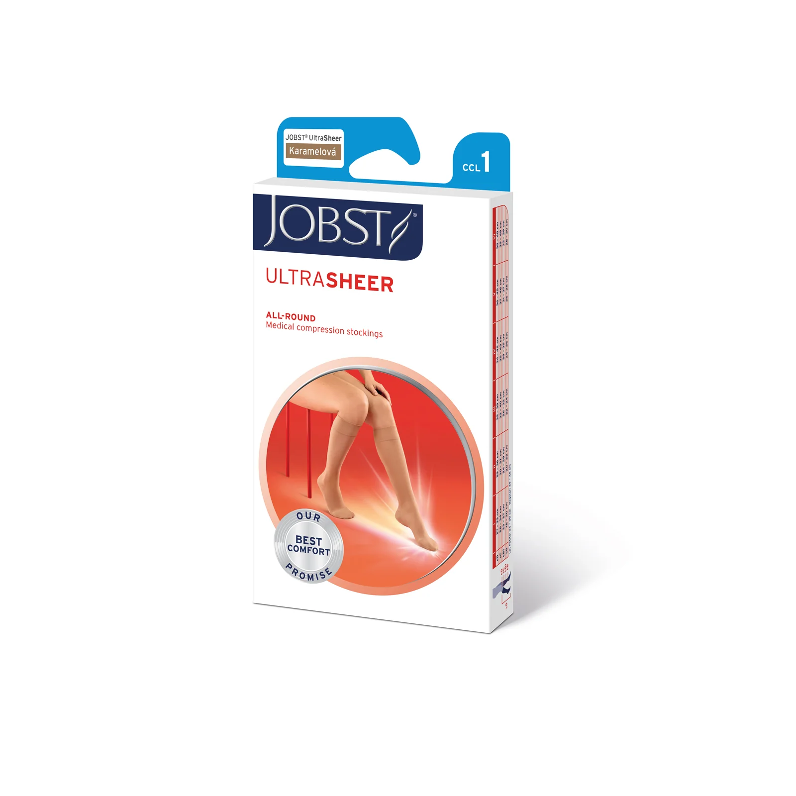 JOBST Ultra Sheer 1 - lýtkové pančuchy bez špice - kratšia dĺžka - karamel - veľkosť III 1×1 pár, lýtkové pančuchy