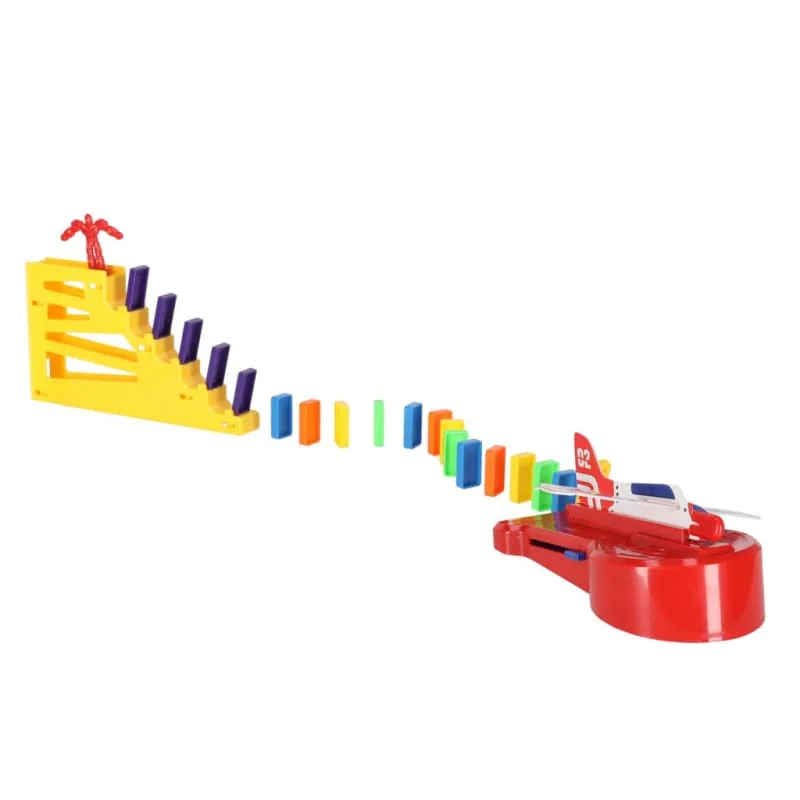Edu hra DOMINO s vystreľovacím lietadlom – stavebný set