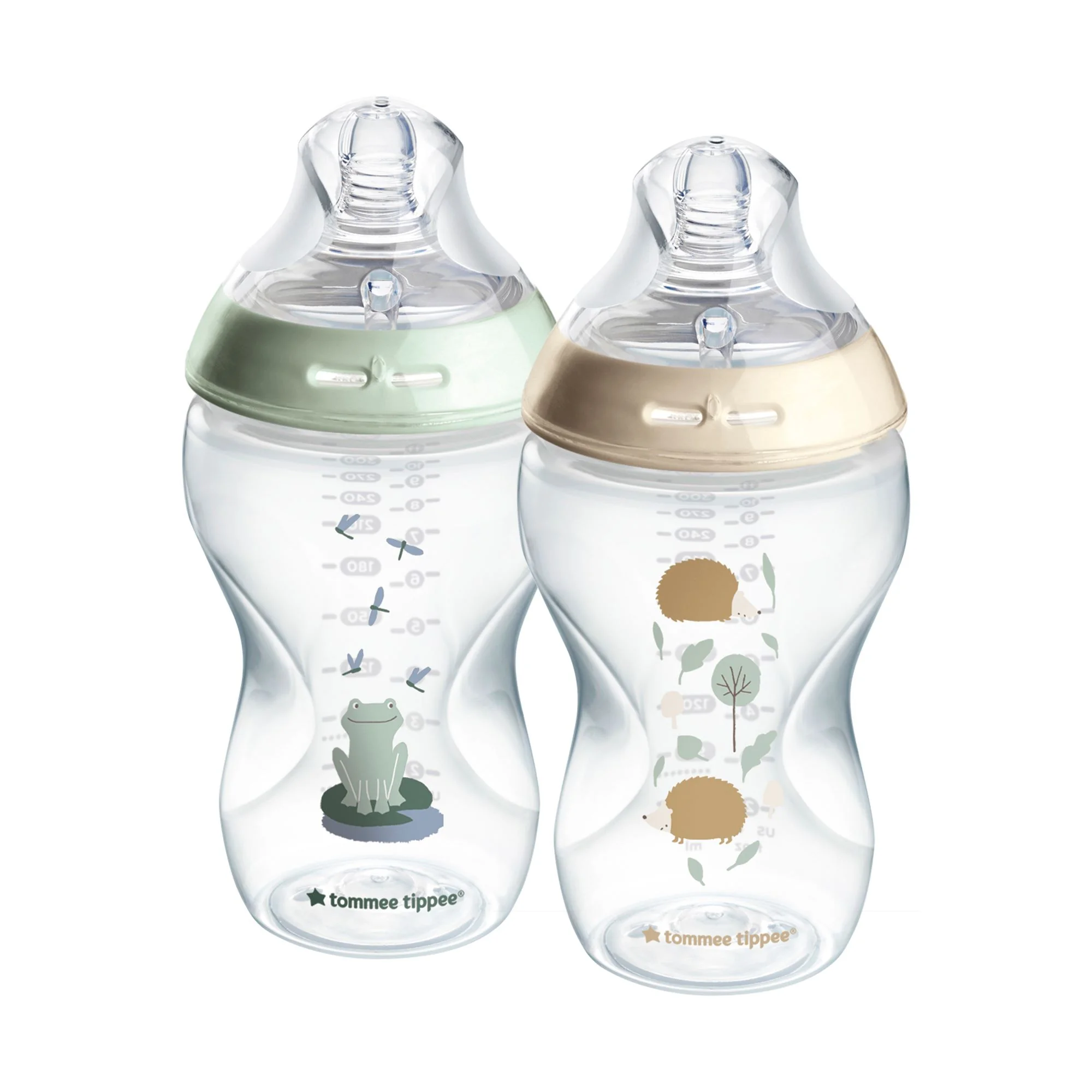 Tommee Tippee Natural Start Samosterilizačná Dojčenská Fľaša s ANTI-COLIC cumlíkom Stredný Prietok 340 ml 3m+, Ježko a Žabička, 2 ks 1×2 ks, dojčenská fľaša