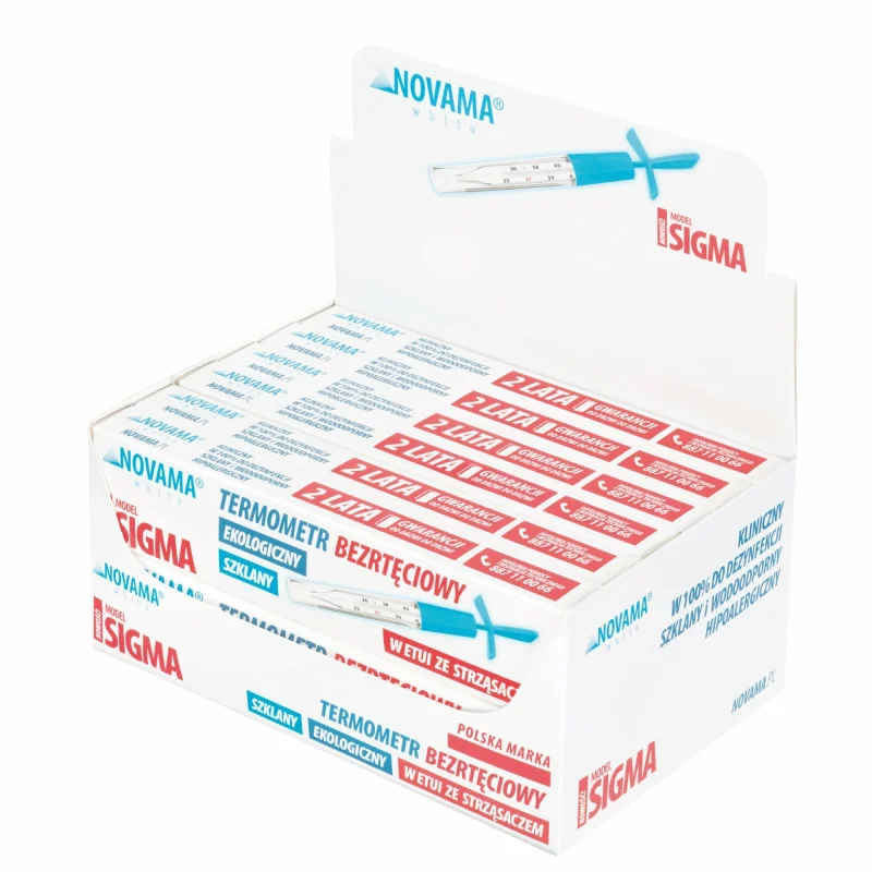 NOVAMA WHITE SIGMA sklenený bezortuťový analógový teplomer Galinstan