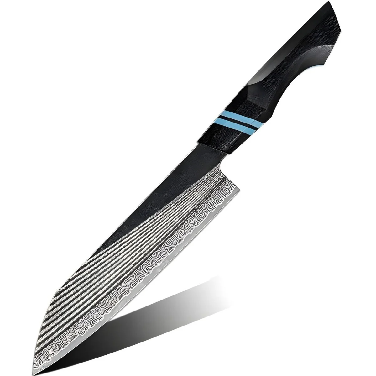 Damaškový kuchynský nôž Chef/Čierna/Modrá, 1 ks
