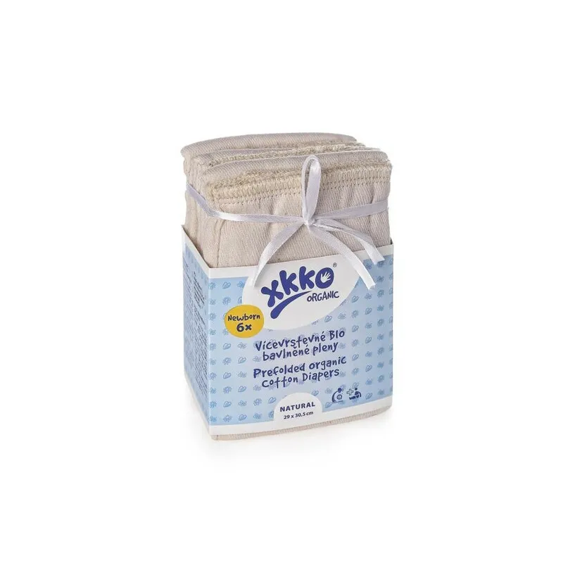 XKKO Organic Viacvrstvové plienky (4/8/4) NATURAL - Newborn