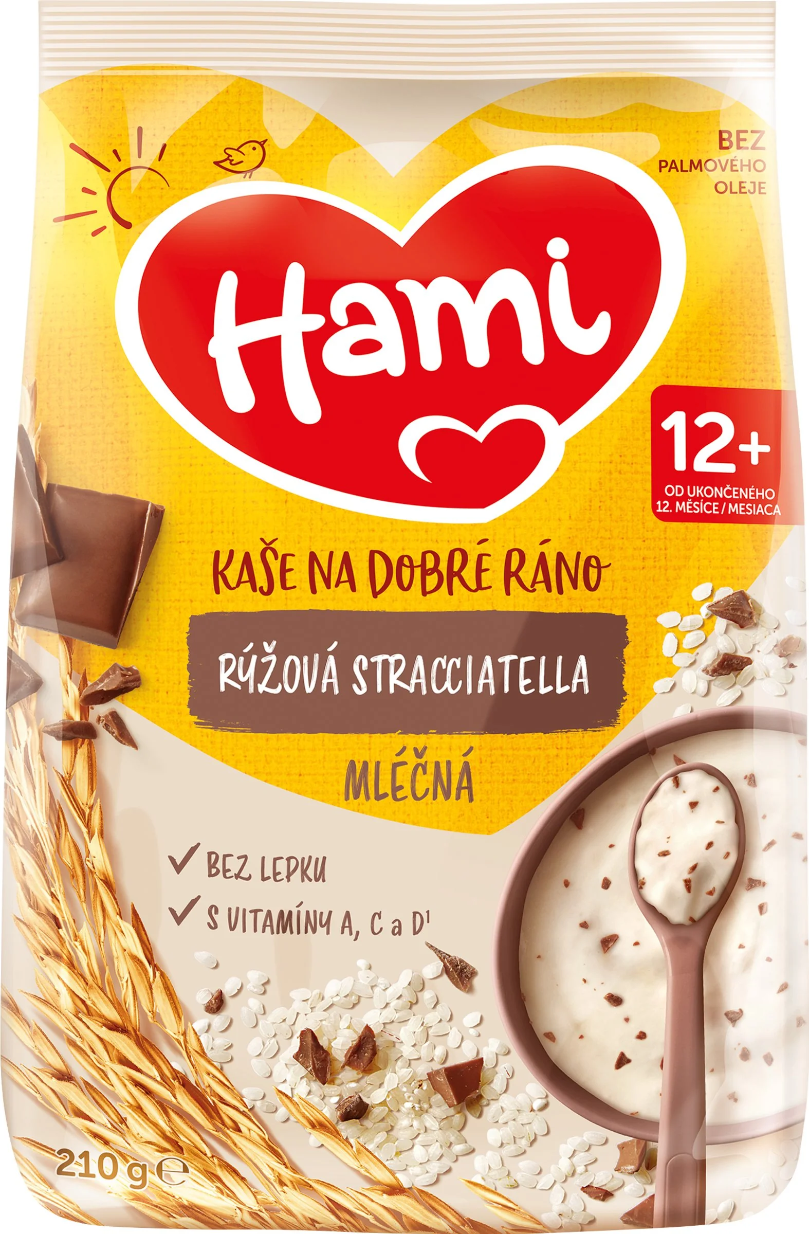 HAMI Mliečna kaša ryžová stracciatella 1×210 g, ryžová kaša
