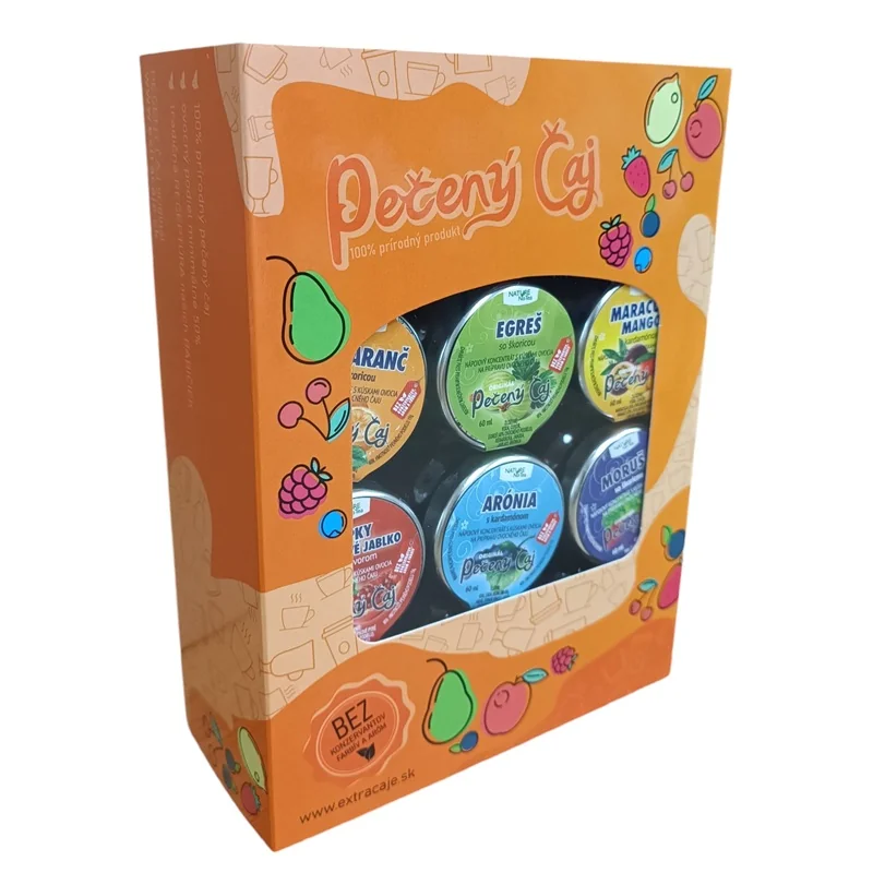Pečený čaj 60ml – 12ks darčekové balenie oranžové 12 x 60ml mix príchutí