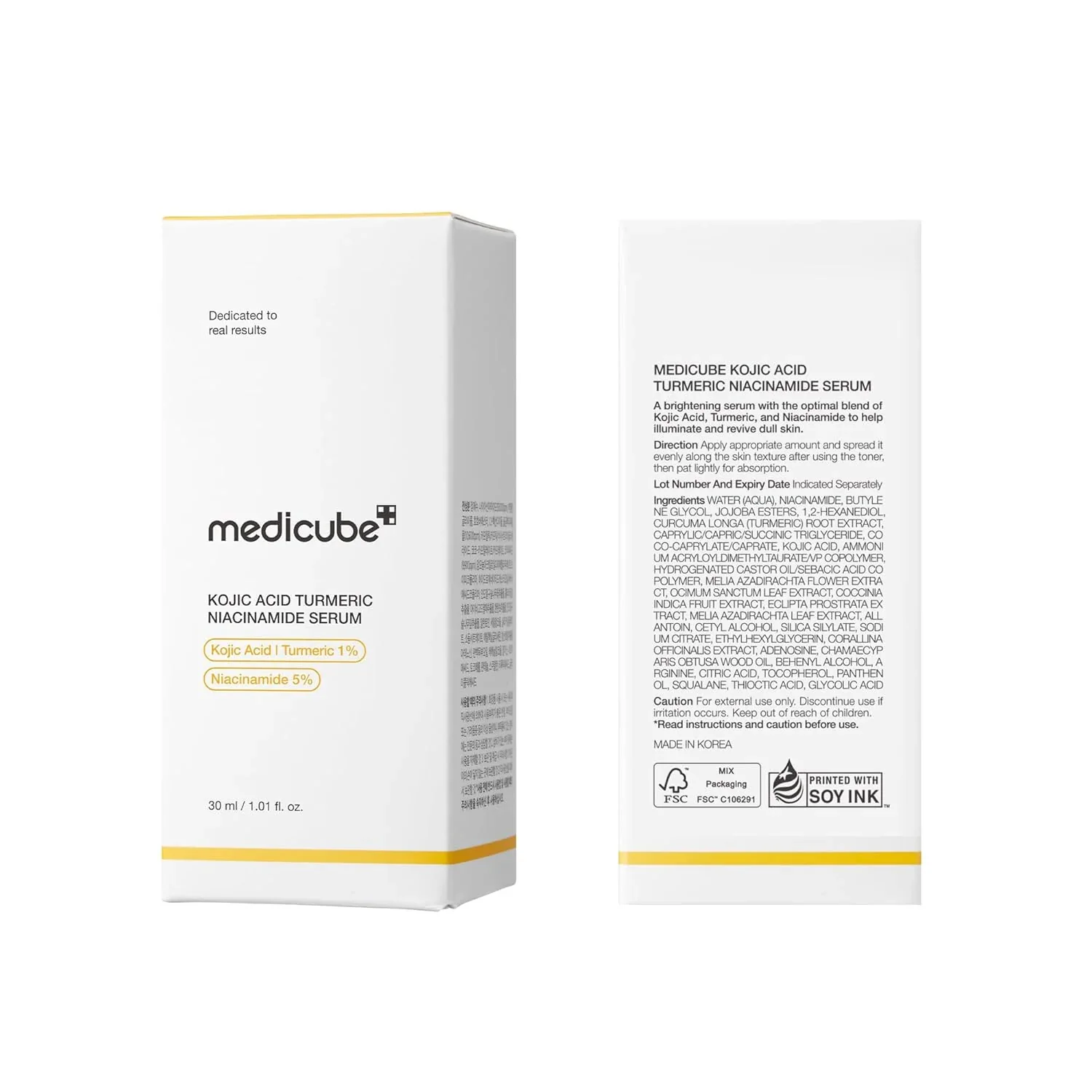 MEDICUBE Kojic Acid Turmeric Niacinamide Serum Rozjasňujúce sérum s kyselinou kojovou, kurkumou a niacínamidom 30ml