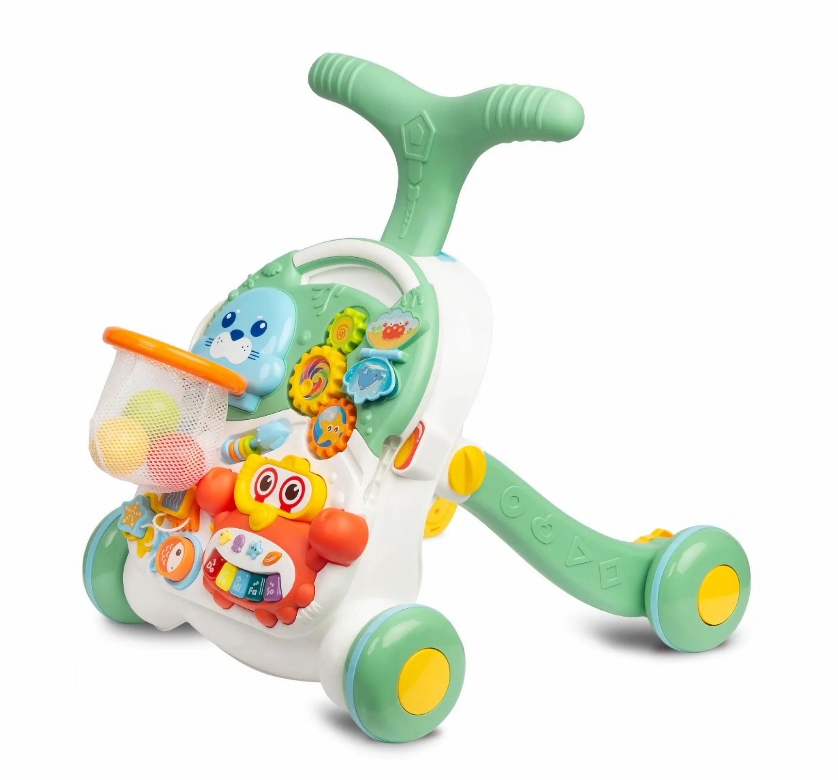Detské interaktívne chodítko, stolček s príslušenstvom 2v1, TOYZ, zelené 