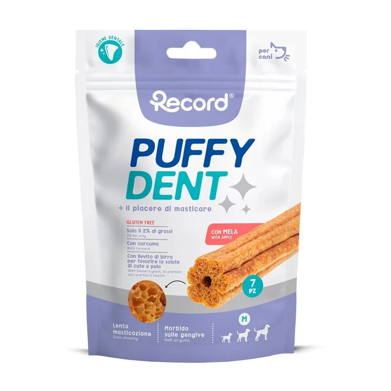 Žuvacie pamlsky Puffy dent M, 105 g, jablková